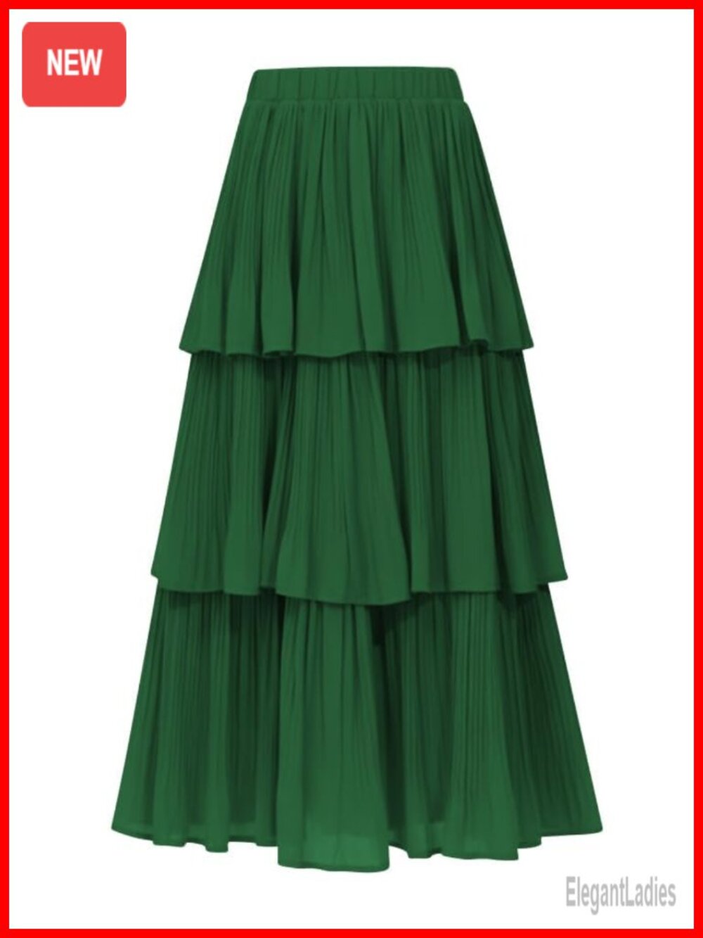 Women's Chiffon Tiered Ruffle Maxi Skirt High Waist A-Line Flared Pleated
